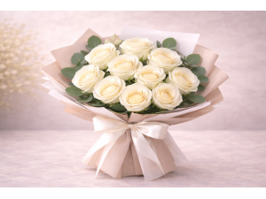 Buchet 11 Trandafiri albi 